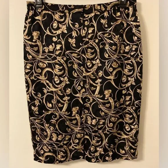 Adrianna Papell black and Gold Silk skirt Size 14 - Picture 5 of 6